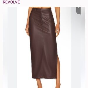 Revolve ow collection Amara  Faux Leather Brown Maxi Skirt  msrp $150